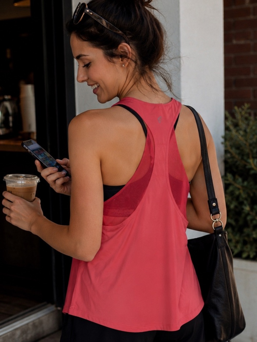 ZYIA Double Racer Tank XL Coral Flowy Racerback Athleisure Top